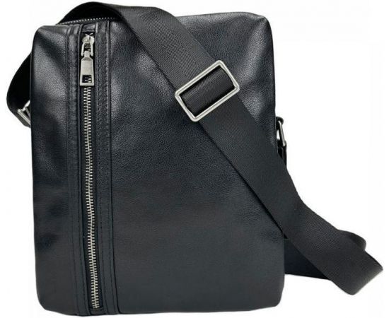 Купить Мужская сумка кожаная Tiding Bag через плечо черная, фото , изображение 2, характеристики, отзывы