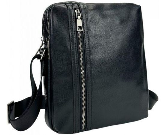 Купить Мужская сумка кожаная Tiding Bag через плечо черная, фото , изображение 3, характеристики, отзывы