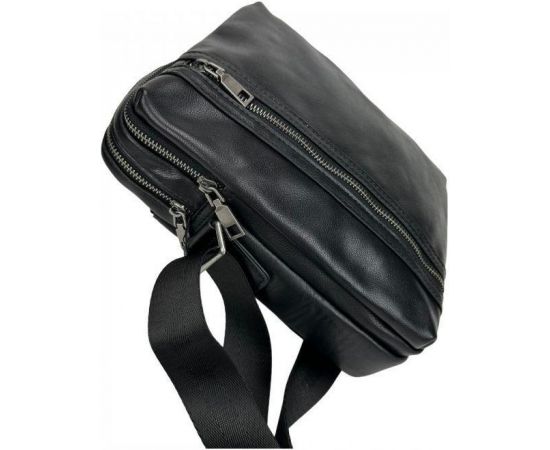 Купить Мужская сумка кожаная Tiding Bag через плечо черная, фото , изображение 5, характеристики, отзывы