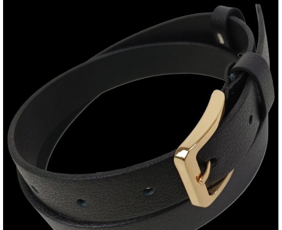 Купить Женский кожаный ремень Skipper черный с золотистой пряжкой, фото , изображение 4, характеристики, отзывы