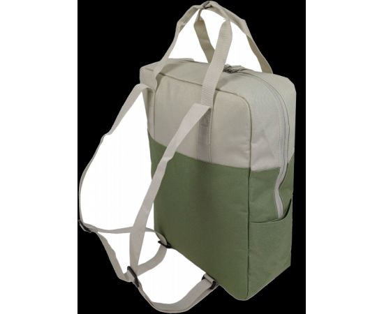 Купить Легкая сумка - рюкзак два в одном 15L Live in style бежевая с оливковым, фото , изображение 6, характеристики, отзывы