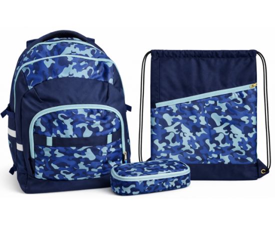 Придбати Школьный набор из рюкзака с дождевиком, пенала и сумки для обуви LS синий, image , характеристики, відгуки