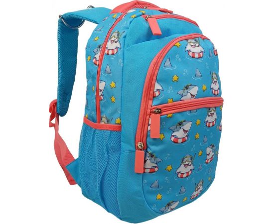 Купить Школьный рюкзак 19L Riciclo Schulrucksack голубой с акулами, фото , изображение 2, характеристики, отзывы