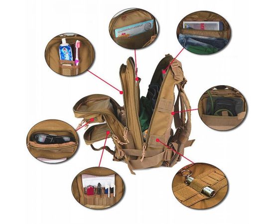 Купить Рюкзак тактический штурмовой, армейский 28L койот, фото , изображение 5, характеристики, отзывы