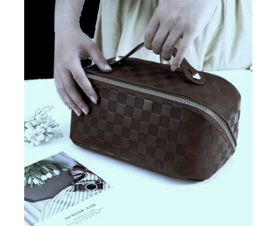 Купить Женская косметичка из эко кожи Edibazzar темно-коричневая, фото , изображение 2, характеристики, отзывы