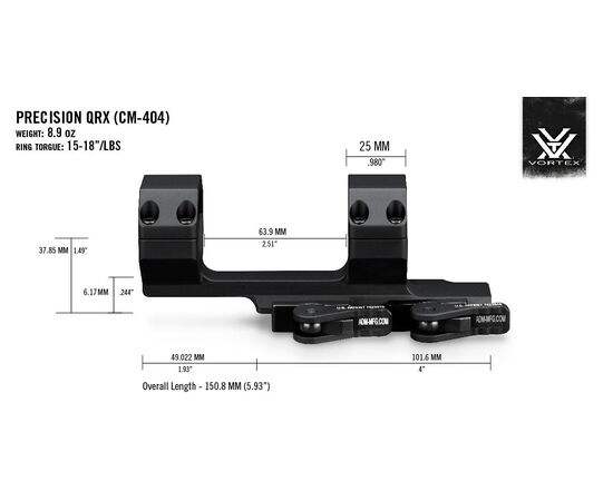 Купить Крепление Vortex Precision QR Cantilever 30mm 2" offset (CM-404), фото , изображение 5, характеристики, отзывы