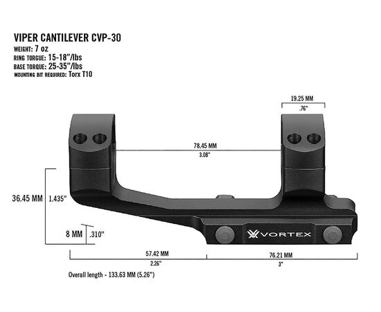 Купить Крепление Vortex Pro 30mm Cantilever mount (CVP-30), фото , изображение 3, характеристики, отзывы