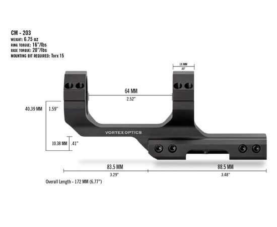 Купить Крепление Vortex Cantilever Mount 30mm 3" Offset Rings (CM-203), фото , изображение 4, характеристики, отзывы