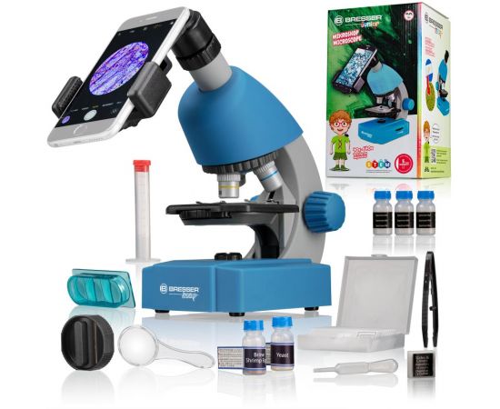 Купить Мікроскоп Bresser Junior 40x-640x Blue з набором для дослідів та адаптером для смартфона (8851300WXH000), фото , характеристики, отзывы