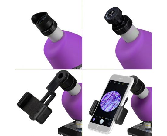 Купить Мікроскоп Bresser Junior 40x-640x Purple з набором для дослідів і адаптером для смартфона (8851300GSF000), фото , изображение 4, характеристики, отзывы
