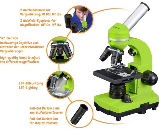 Купить Мікроскоп Bresser Junior Biolux SEL 40x-1600x Green з адаптером для смартфона (8855600B4K000), фото , изображение 8, характеристики, отзывы
