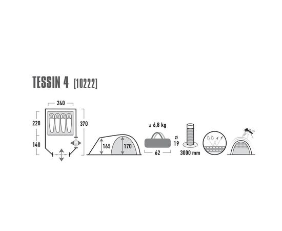 Купить Палатка High Peak Tessin 4 Dark серый/красный (10222), фото , изображение 9, характеристики, отзывы