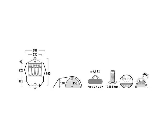 Придбати Намет High Peak Almada 4 (Nimbus Grey), image , зображення 15, характеристики, відгуки