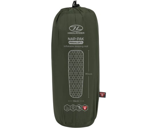 Купить Килимок надувний Highlander Nap-Pak Inflatable Sleeping Mat PrimaLoft 5 cm Olive (AIR072-OG), фото , изображение 3, характеристики, отзывы