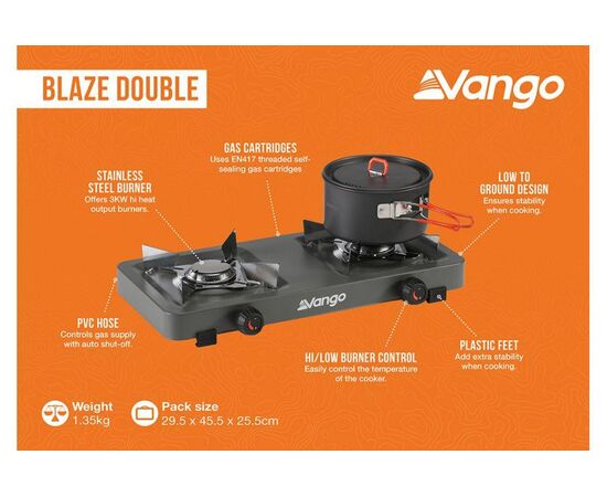 Купить Портативна газова плитка Vango Blaze Double Grey (ACPBLAZE G10A81), фото , изображение 8, характеристики, отзывы