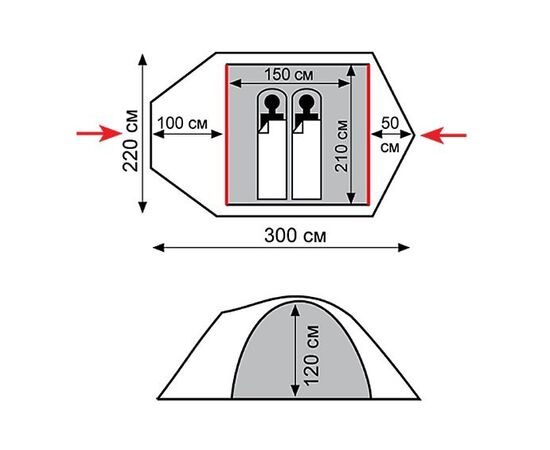 Купить Намет Tramp Mountain 2 (V2) сірий/червоний (TRT-022), фото , изображение 8, характеристики, отзывы