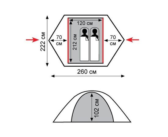 Купить Намет Tramp Sarma 2 (V2) сірий/червоний (TRT-030), фото , изображение 3, характеристики, отзывы